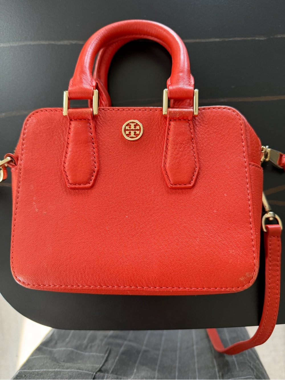Tory Burch Coral-Red Mini Crossbody Box Bag - Picture 7 of 7